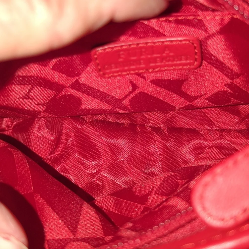 Furla red leather makeup bag for your purse